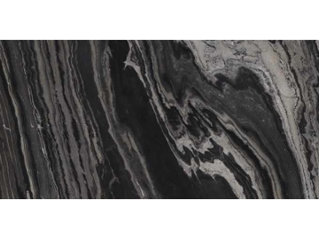 Losa de gres porcelánico texturizado en negro