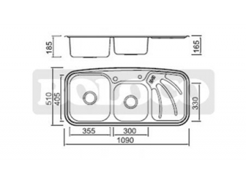 Fregadero de 2 senos de acero inoxidable BL-978