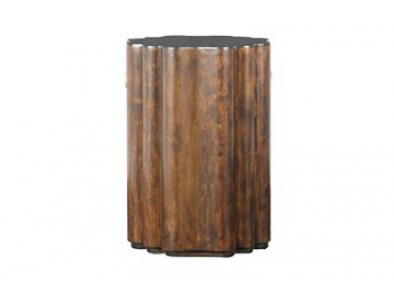 Mesa auxiliar de madera con forma cilíndrica