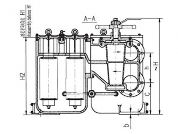 Filtro para depósito de aceite de doble cilindro