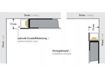 Perfil de aluminio con soporte de pared para banda de luz LED