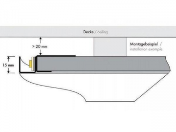 Perfil de aluminio con soporte de pared para banda de luz LED