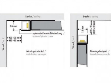 Perfil de aluminio con soporte de pared para banda de luz LED