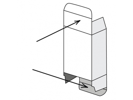 Caja con extremos plegables, cartón plegable