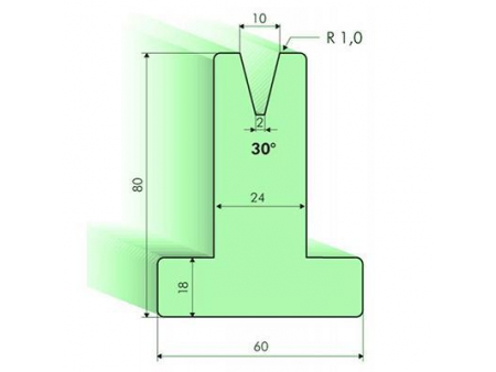 Matrices en T 30°, H=80mm