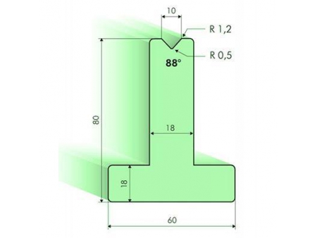 Matrices en T 88°, H=80mm