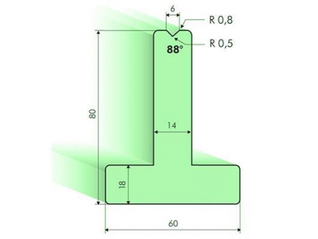 Matrices en T 88°, H=80mm