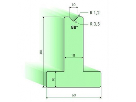 Matrices en T 88°, H=80mm