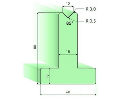 Matrices en T 85°, H=80mm