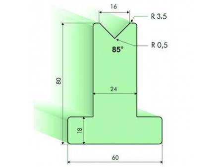 Matrices en T 85°, H=80mm