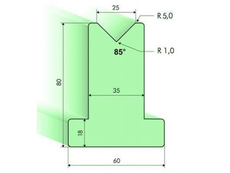 Matrices en T 85°, H=80mm