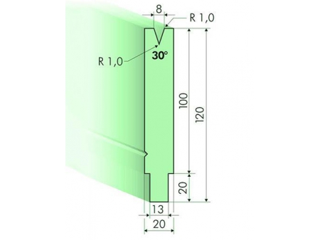 Matrices 30°, H=100mm