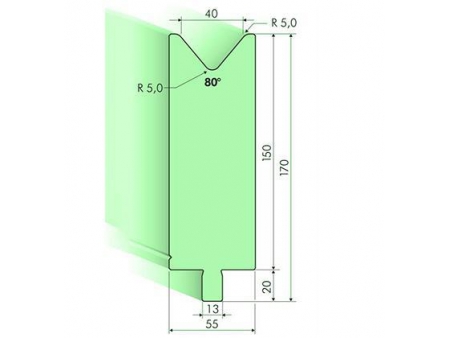 Matrices 80°, H=150mm