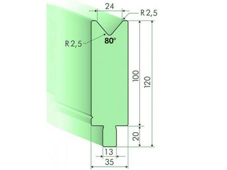 Matrices 80°, H=100mm