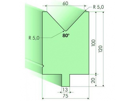 Matrices 80°, H=100mm