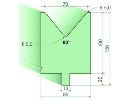 Matrices 80°, H=100mm