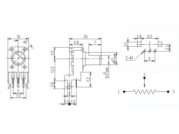 Potenciómetro rotatorio 9mm de eje aislado, WH9011-4