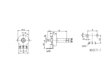 Potenciómetro rotatorio 17mm de eje aislado, WH0171