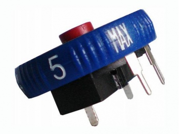 Potenciómetro con switch 28mm de eje metal, 10k ohm, WH028-8-9