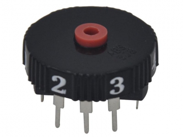 Potenciómetro con switch 28mm de eje metal, 10k ohm, WH028-1-9