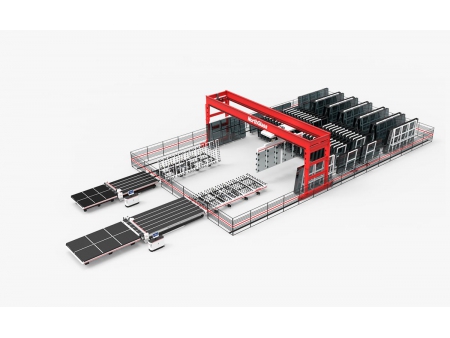 Sistema de almacenamiento de vidrio tipo pórtico