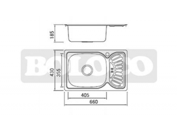 Fregadero de una ponchera de acero inoxidable con acabado satinado BL-897