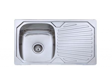 Fregadero de una ponchera de acero inoxidable con acabado satinado BL-843