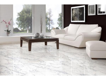 Baldosas de porcelana efecto mármol Nuevo Bianco Carrara  (Baldosas para piso de porcelana, baldosa para interiores y exteriores)