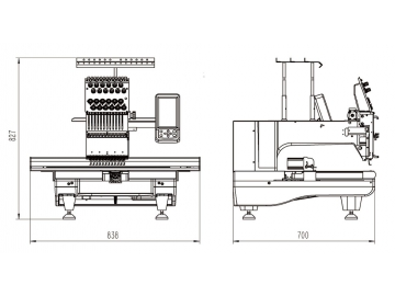 Máquina de Bordar, 1 Cabezal 12/15 Agujas; Máquina de Bordar de un Cabezal; Máquina de Bordar de Una Cabeza; Maquinaria Textil