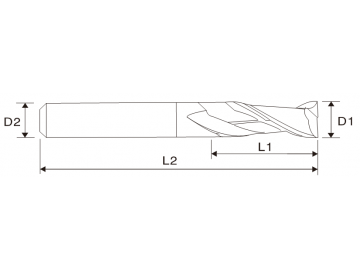 Fresa de extremo cuadrado de 2 filos X5070 EMC01 (para acero de alta dureza)