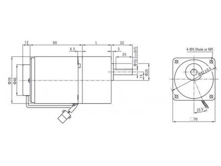 Motor para control de velocidad  70mm 15W