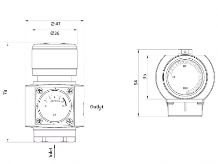 Regulador Comercial de Presión de Gas CO₂ de 60PSI (para Cartucho de 16 g) con Rosca 3/8