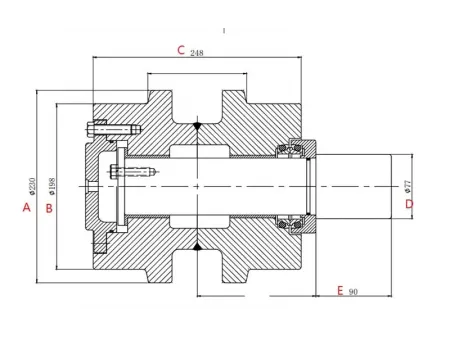 Rodillo superior para excavadora Caterpillar E350