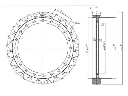 Rueda dentada para excavadora Caterpillar E350