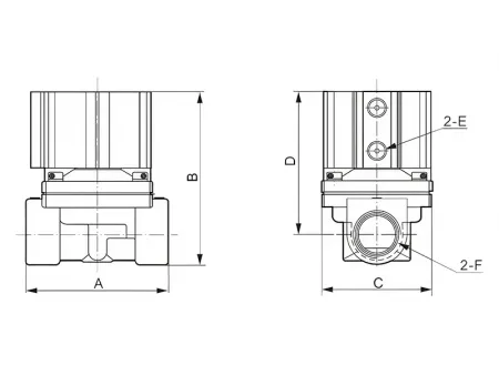 Válvula neumática de latón de 2/2 vías