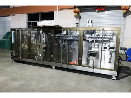 Envasadora horizontal de bolsas stand up, llenado con 2 boquillas