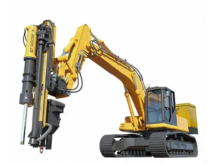 Divisor y perforadora de roca montado en excavadora
