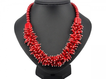 Collar tipo coral rojo