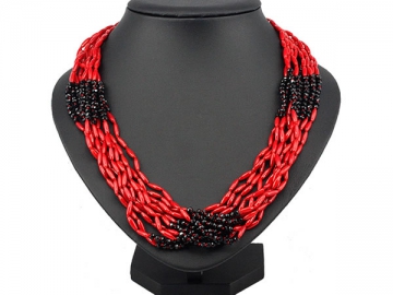 Collar tipo coral rojo