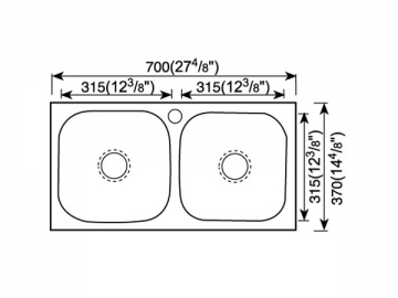 Fregadero con cubeta doble de borde plano