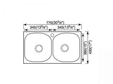 Fregadero con cubeta doble de borde plano