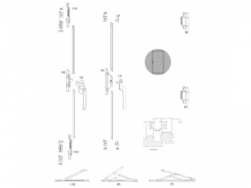 Herrajes para ventana batiente de aluminio