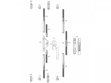 Herrajes para puerta corredera de 4 hojas serie Lumina