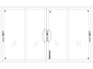 Herrajes para puerta corredera de 4 hojas serie Vaivén