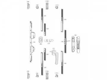 Picaporte PH con cilindro, soluciones para puerta corredera de 2 hojas