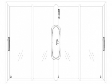 Cerradura DH con tirador 600, accesorios para puerta corredera de 4 hojas