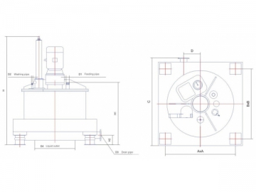 Centrífuga de descarga inferior con rasqueta con motor superior PAUT/AUT