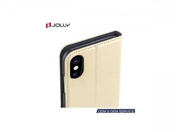 Funda folio de cuero sintético para iPhone X